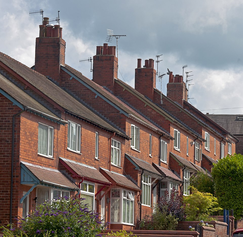 Terraced houses in Macclesfield, England