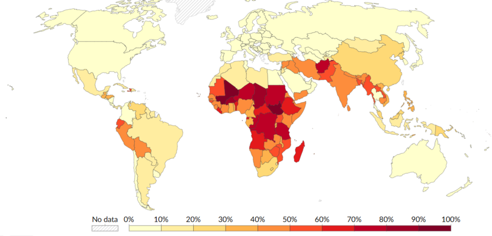 share of urban population living in slums (2022)