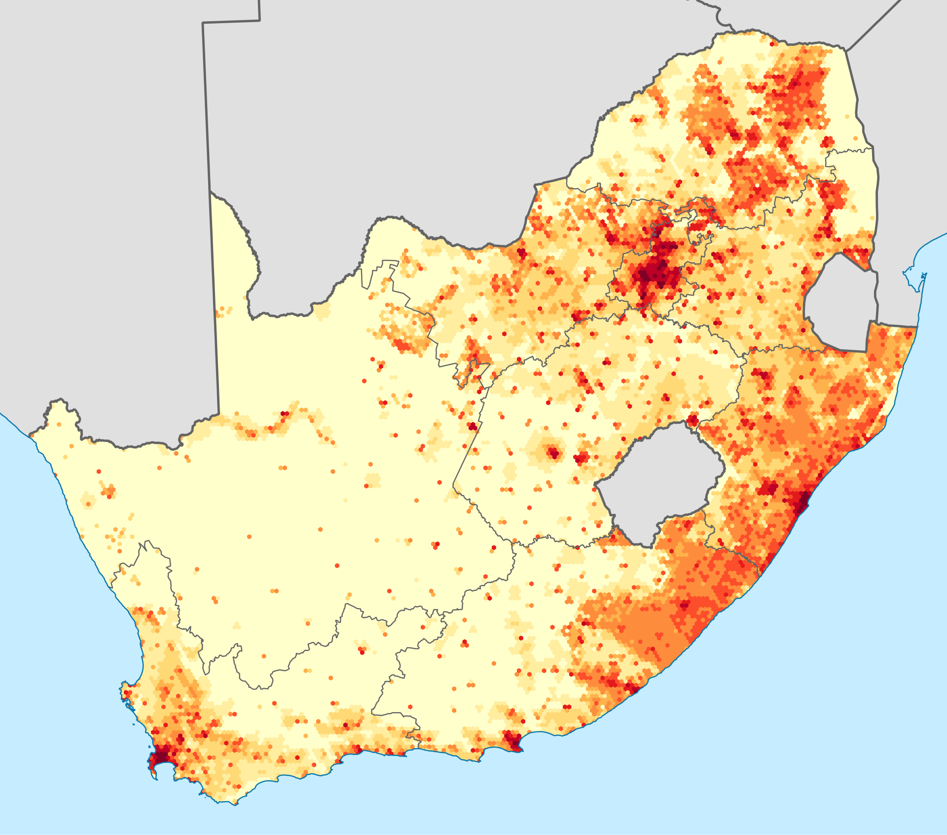 population density in South Africa